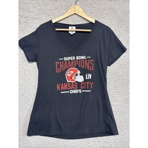 NFL Team Apparel Women’s Kansas City Chiefs Super Bowl  LIV  V Neck T Shirt XL